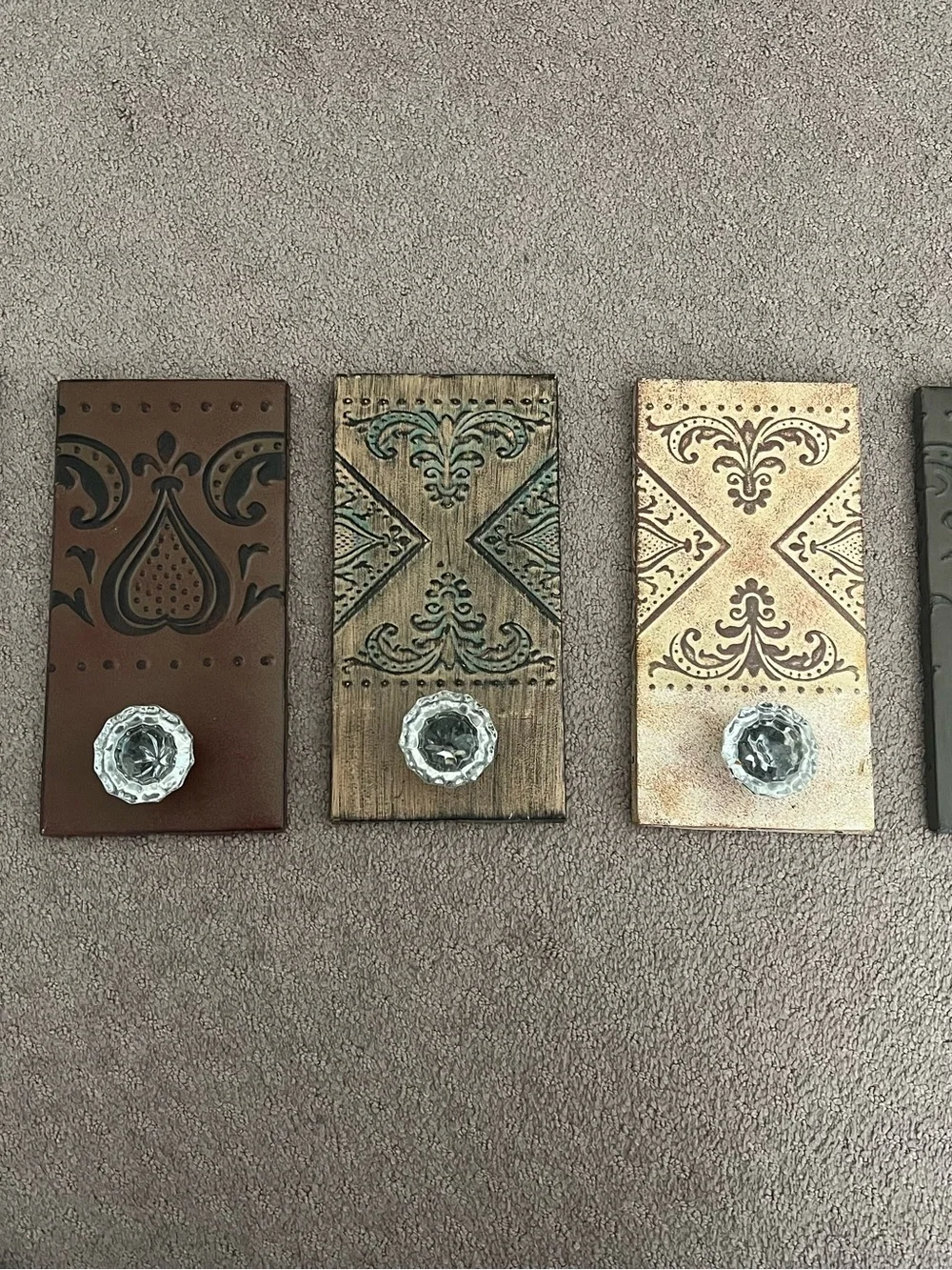 Metal wall hooks with glass like door knob handle